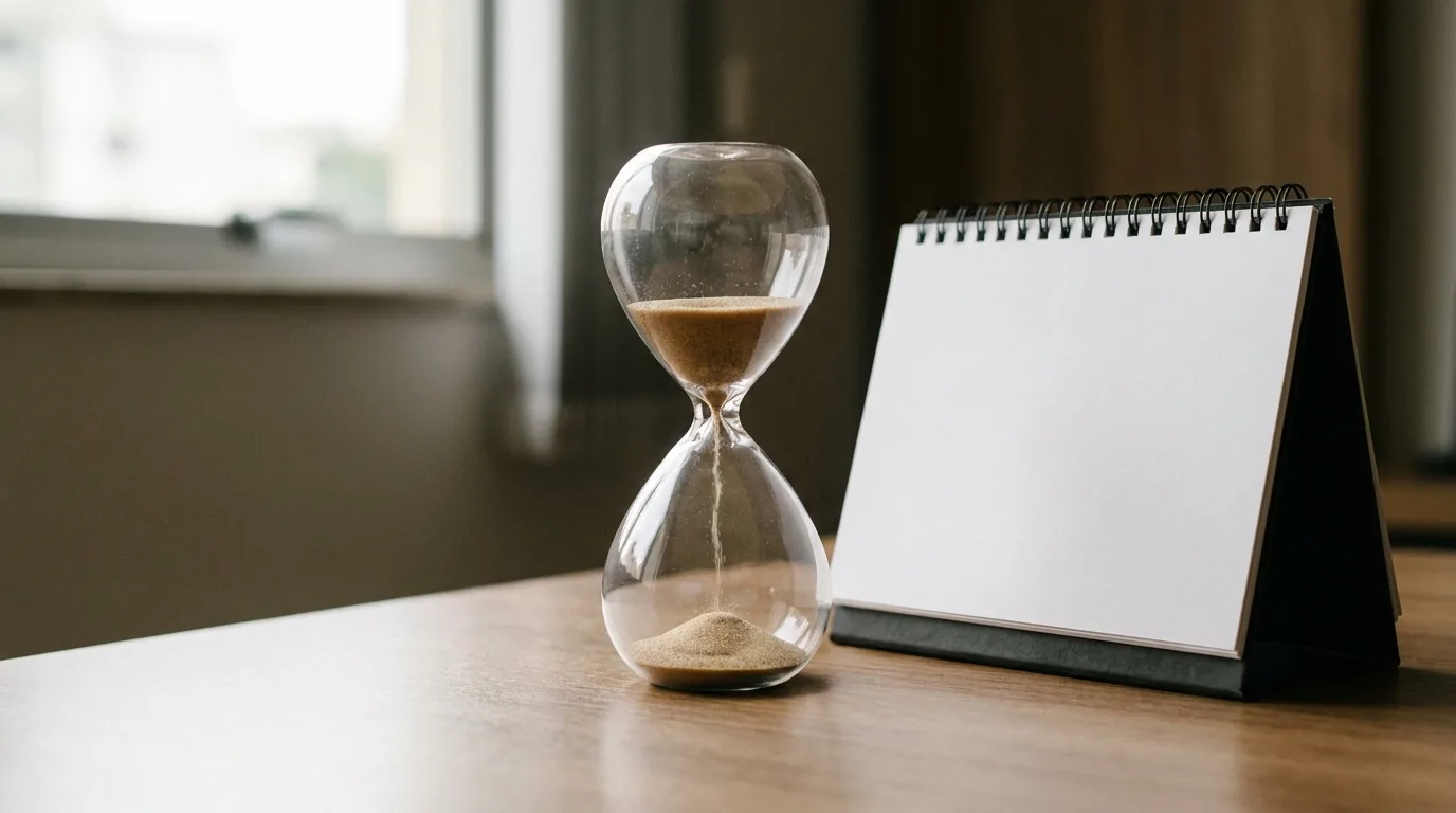 Calendário e ampulheta representando a retroação dos efeitos da revisão à data da citação